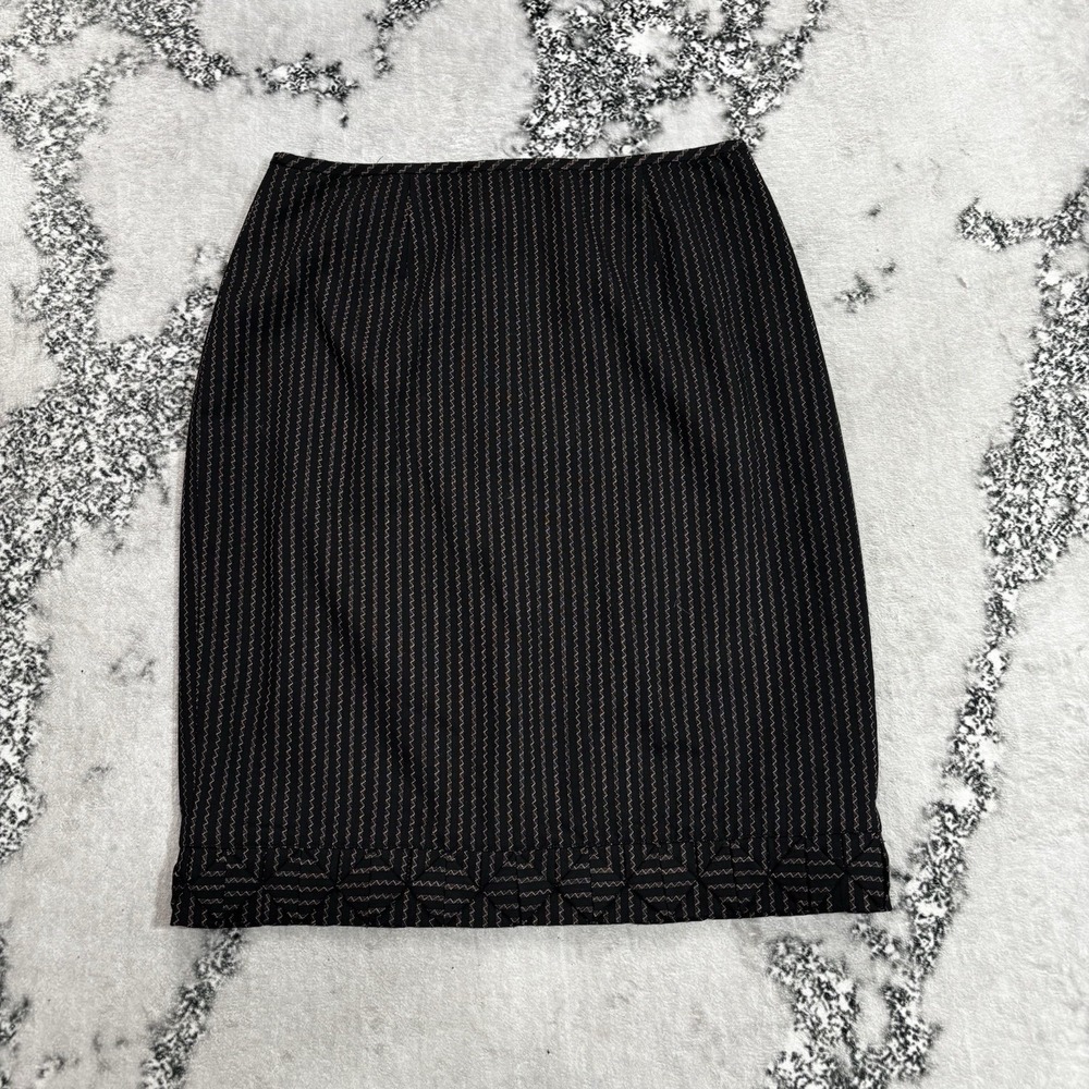 Carlisle Women's Size 10 Black Brown Pinstripe Wool Blend Pencil Skirt Career